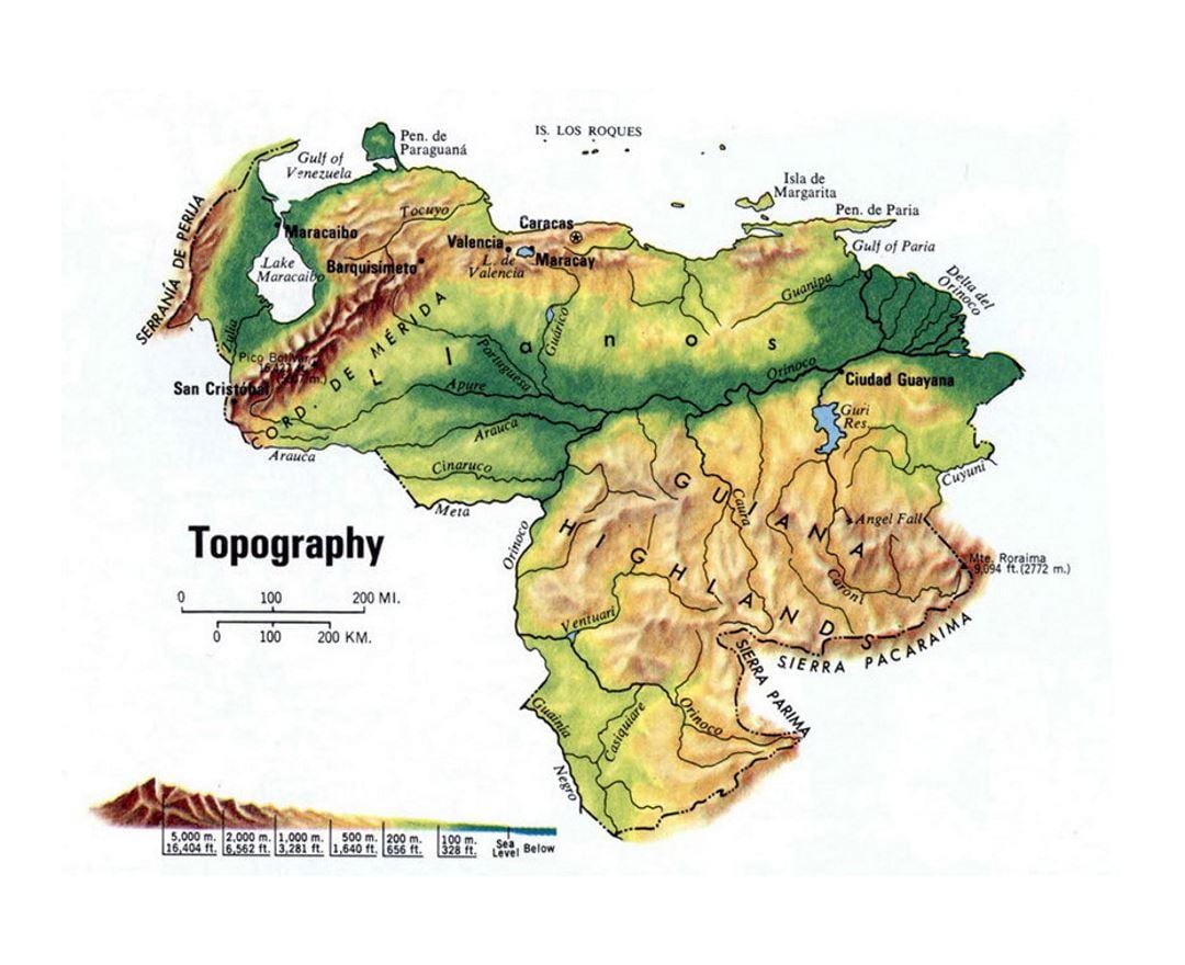 வரைபடம் வெனிசுலா topographic
